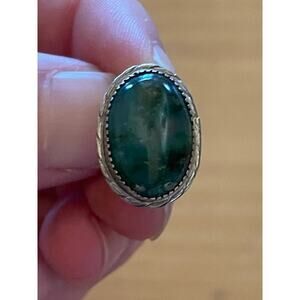 Beautiful Pair of Vintage multi color green stone clip on earrings. Teal/blue.